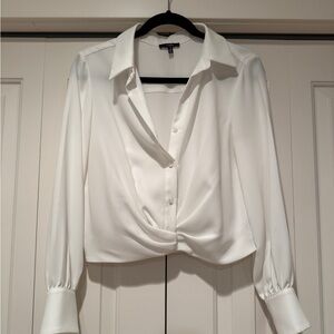 DREW White Draped Blouse